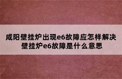 咸阳壁挂炉出现e6故障应怎样解决 壁挂炉e6故障是什么意思